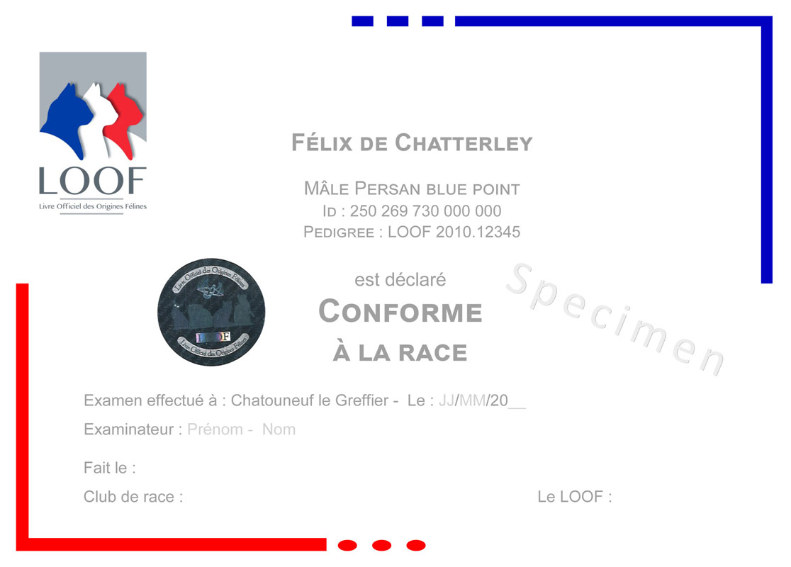 Specimen de certificat de conformité